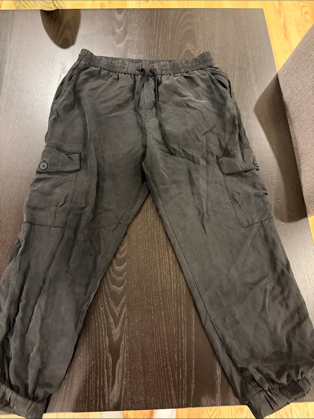 Women’s Black Cargo Jogger Pants - Casual Elastic Waist
